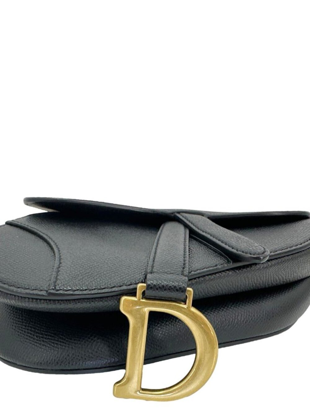 CHRISTIAN DIOR Saddle Mini Grained Calfskin Leather Shoulder Bag Black - Picture 10 of 13